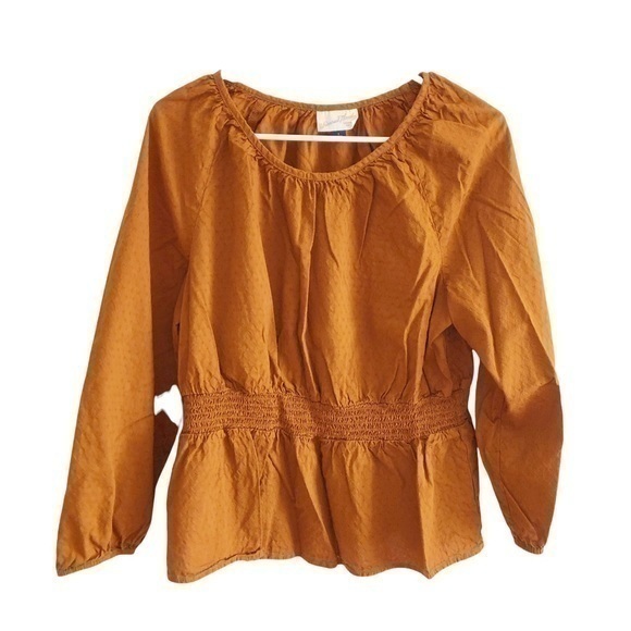 Universal Thread brown/cognac long sleeve peplum shirt size Large - Picture 1 of 4